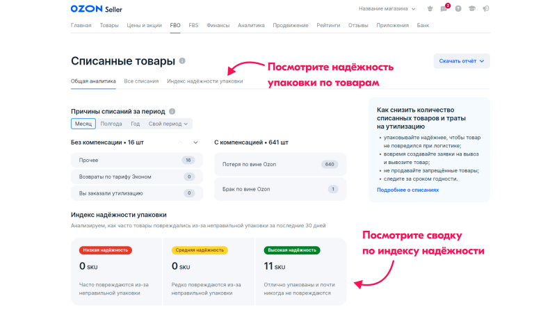 индекс надежности упаковки